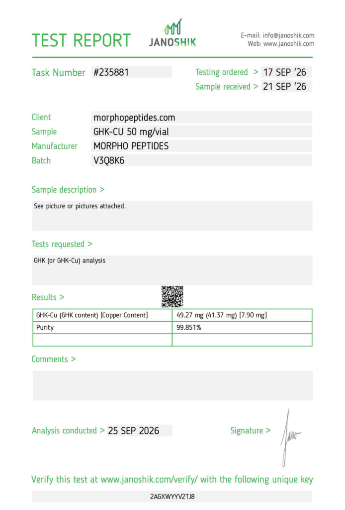 Certificato di analisi: GHK-Cu / Copper Peptide